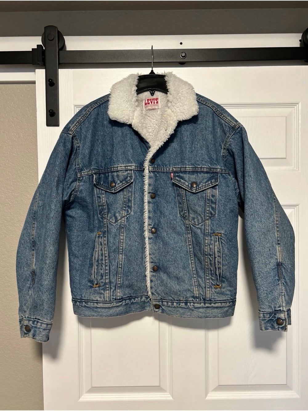 VINTAGE Levi's Sherpa Trucker Jacket Mens Medium Denim Made in USA 90s Type 3